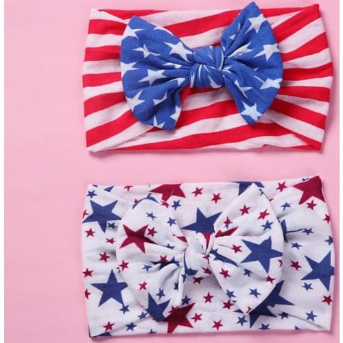 24 Pcs/Lot, Fourth of July Independence Day Baby Nylon Headbands, Top Knot Nylon Turban Headwrap Kids Hair Accessories