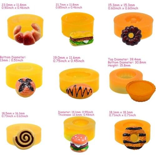 PRZY Silicone Mold 9 Styles Mini Cake Bread Burger Donut Croissan Mold Fondant Mould Clay Molds Sugarcraft Candy Chocolate Resin
