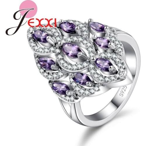 Luxury Fashion Engagement Gorgeous Halo 925 Sterling Silver Cubic Zircon Wedding Engagement Finger Rings For Women