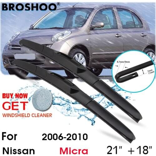 Car Wiper Blade Front Window Windscreen Windshield Wiper Fit Blades Accessories For Nissan Micra 21"+18" 2006-2010