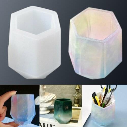 Hexagonal Silicone Pen Holder Mold Crystal Resin Crafts Pen Holder Making Mould DIY Candle Holder Home Decoration Mould Supplies