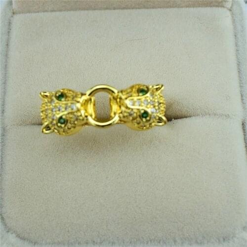 Modern Classic Animal Ring Double Tiger Head Full Circle Zirconia Ring Men and Women Fashion Domineering Jewelry Jewelry Supply