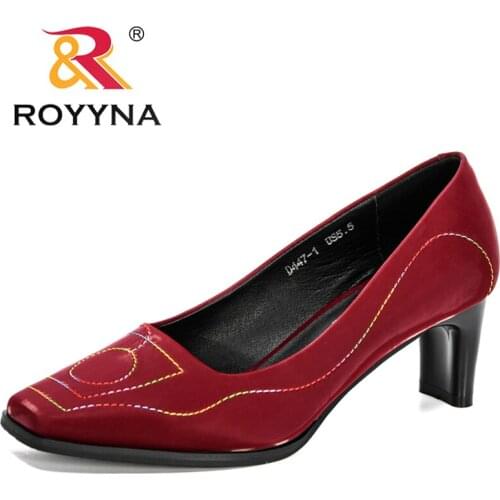 ROYYNA 2021 New Designers Classic High Heel Women Pumps Shoes Elegant Fashion Casual Square Toe Office Dress Shoes Ladies Comfy