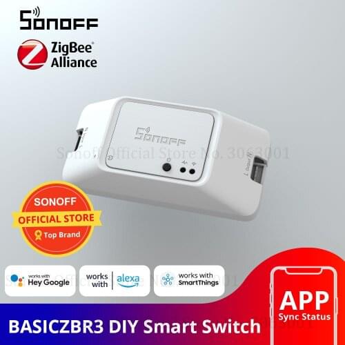 SONOFF BASICZBR3 Zigbee DIY Smart Switch Wireless Remote Control Module Switches Works With Alexa SmartThings Hub For Smart Home