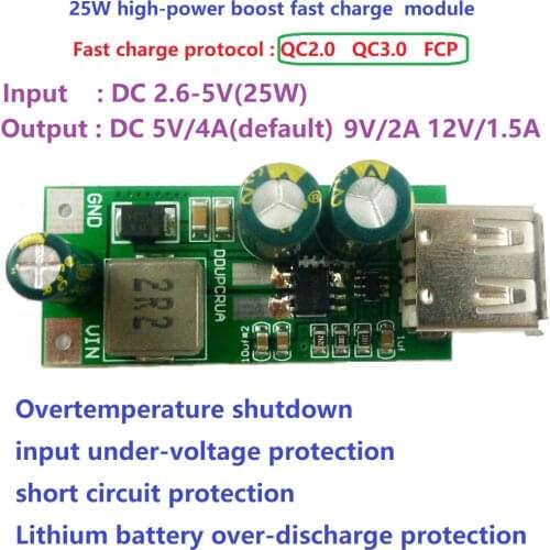 20w Dc 3.3-5v To 5v-12v Dc Dc Boost Converter Usb Module Qc3.0 2.0 Fcp Fast Charger For 18650 Lithium Battery
