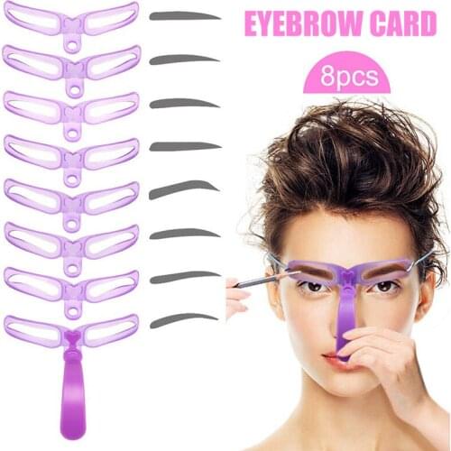 High Quality 8pcs Eyebrows Grooming Stencil Kit Reusable Styling Tool Beauty Tool for Women