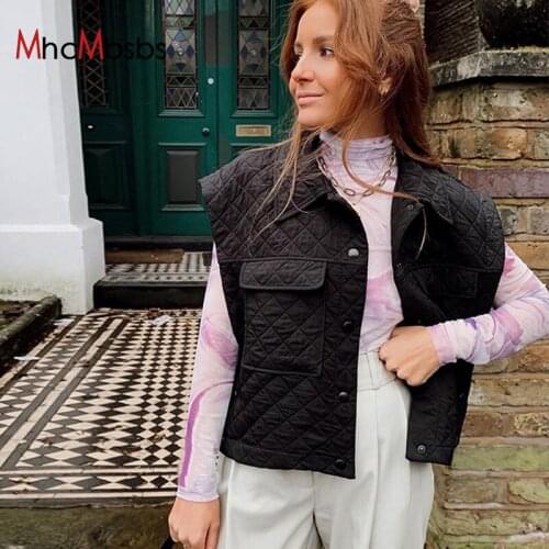 Za Women 2021 Fall Fashion Lapel Sleeveless Jacket Coat Vintage Casual Vest Green Loose Warm Tank Tops Y2K Clothing Outwear