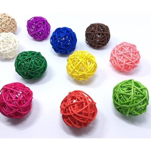 10pcs 3cm Round Rattan Ball Colorful Birthday Wedding Birthday Party Rattan Ball Valentines Day Decoration DIY Rattan Ornament