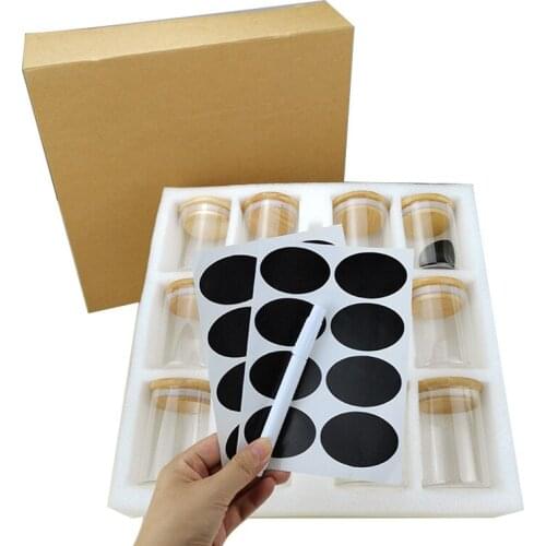 12pcs Glass Jars with Lid Kitchen Food Storage Box 175ml Clear Container Multiple Set Seasoning/Spice Container Cereal Dispenser