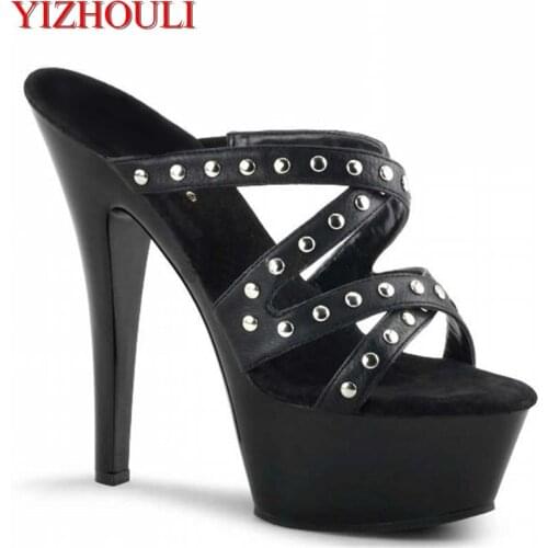 15cm, summer high heels, eye-catching club dinners, polyurethane fabric parties, dancing shoes