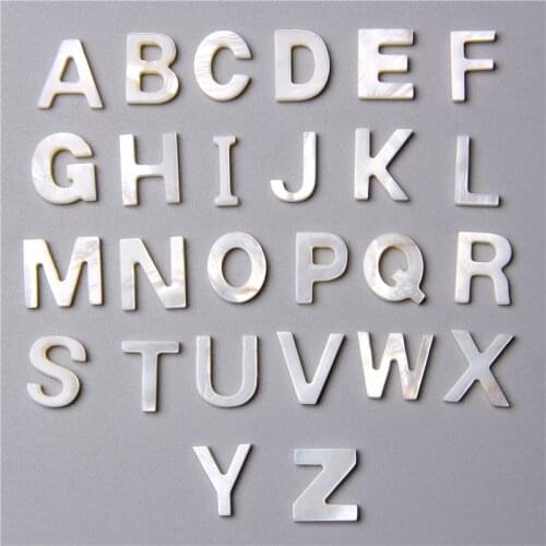 26Pcs A-Z Natural White Mother Of Pearl Letter Shell Necklace Charm Pendant Accessories DIY ID Name Handmade Jewelry Making Gift