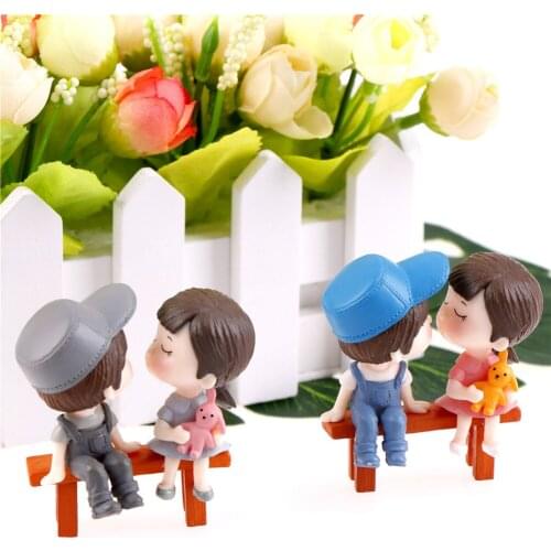 3Pcs/set DIY Mini Stool Couples Dolls Fairy Garden Miniatures Decor Terrarium Action Figures Figurine Micro Landscape