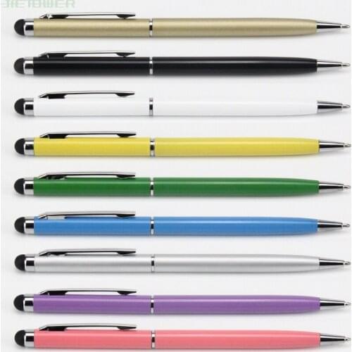 300pcs/lot Universal 2in1 Capacitive Touch Screen Stylus pen with Rotate Ball Point Pen for Iphone X XR Ipad Tablet PC Samsung