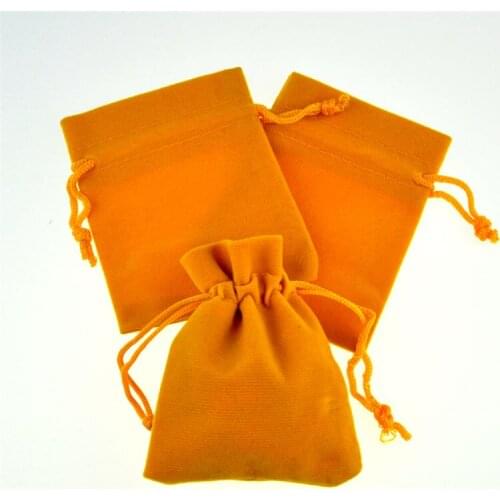 50pcs 7x9cm Jewelry Packing Velvet bag Orange color Velvet Drawstring bags Pouches Free Shipping