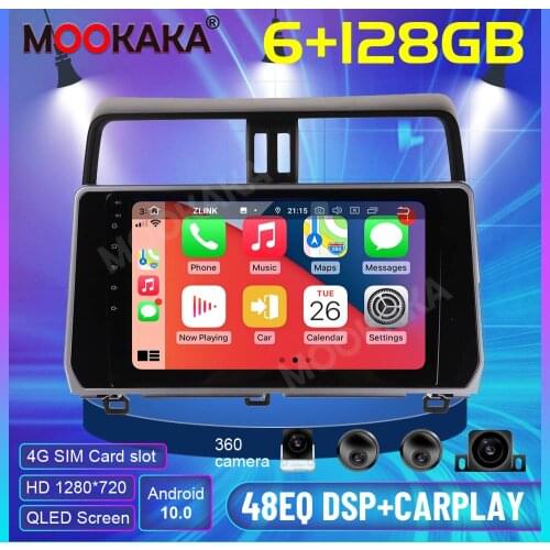6+128 Android 10.0 For Toyota Prado 2018-2019 Car multimedia player Stereo Screen PX6 Radio Audio GPS Nav 3D 360 Camera