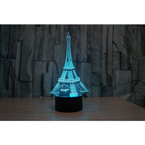 7 Colors Mini Eiffel Tower Backdrop Souvenirs Eiffel Tower Decoration Pendant 3D Table Lamp Led Toys Action Figures Mold
