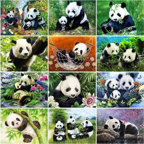 DIY 5D Diamond Painting Panda Diamond Embroidery Animal Cross Stitch Full Round Drill Mosaic Handmade Gift Home Decor