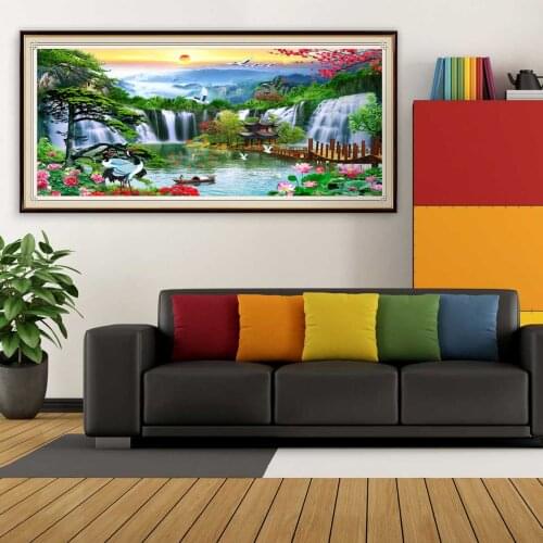 Big Size 5D DIY Diamond Painting Waterfall Lake Full Round Drill Animals flower Diamond Embroidery Cross Stitch Home Decor Gift