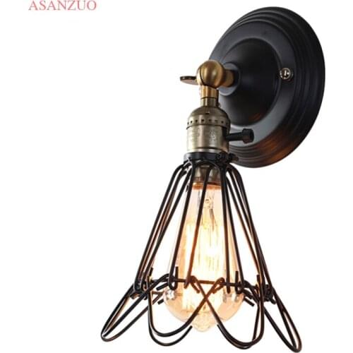 American country retro wrought iron style cafe restaurant iron cage wall lamp