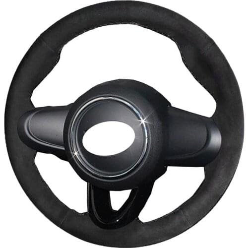Car Accessories Auto Alcantara Leather Hand-Stitched Black Suede Car Steering Wheel Cover for Mini Coupe 2016