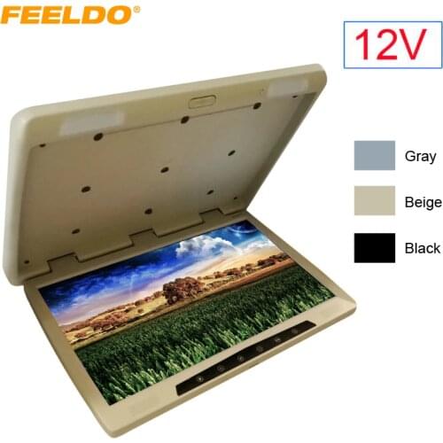 FEELDO DC12V Bus Car 22 inch Touch button Flipdown 22" TFT LCD Roof Mounted HD Bus Monitor with IR transmitter 3-Color #FD-1299