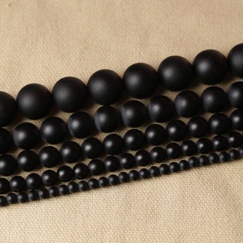 Free delivery Natural Stone Black Matte Onyx Agates Round Beads Frost Dull Polish Agat Beads for Jewelry Making 15.5 inches 4/6