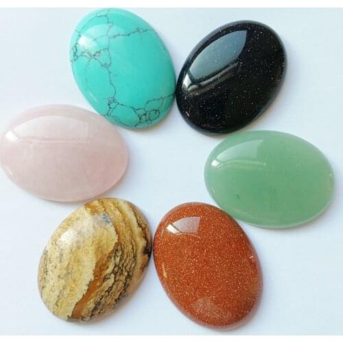 Fashion 30*40mm Mixed Natural Oval stone beads charms teardrop CAB CABOCHON for jewelry making 6pcs/lot