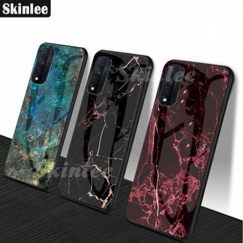 Skinlee For Realme Narzo 30 5G Case Tempered Glass Case With Soft TPU Frame Shockproof Back Case For Realme 7 4G Cover