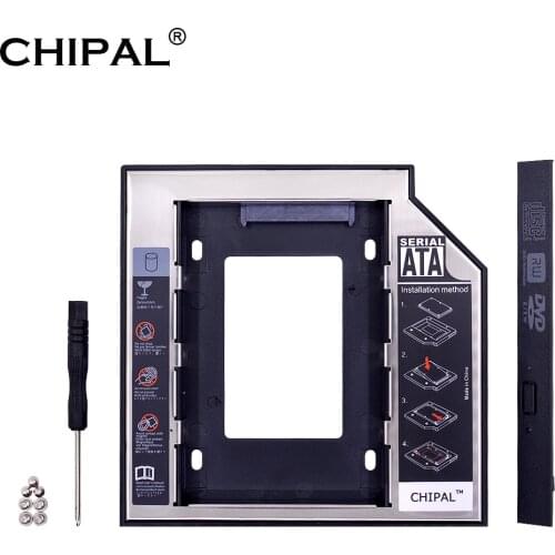 CHIPAL 10pcs Universal SATA 3.0 2nd HDD Caddy 12.7mm for 2.5" 2T SSD HDD Case Enclosure with LED for Notebook ODD CD-ROM DVD-ROM