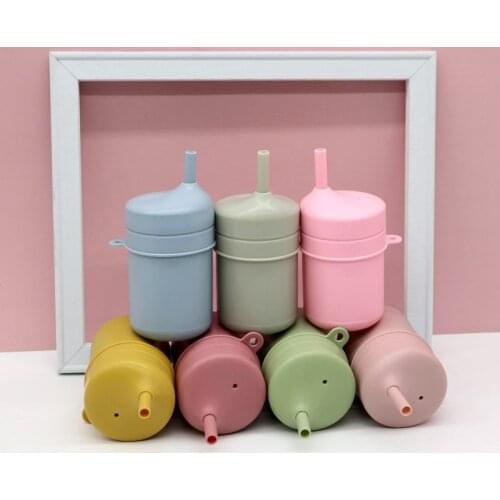 Children Silicone Sippy Cups BPA-Free Baby Leakproof Learning Drink Cup Sets Portable Storage Snack Container Feeding Cup