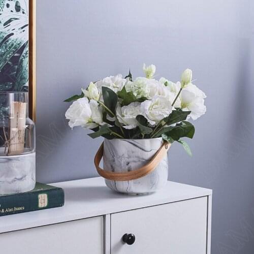 European Ceramic Storage Jar Marble Texture Living Room Decorative Flower Vase Living Room Snacks Organizer Home Decoration