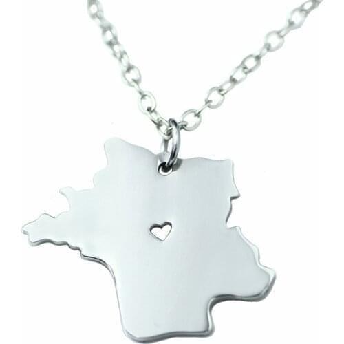 European And American Popular, French Map Necklace Pendant Stainless Steel New Jewelry