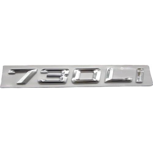 Chrome Shiny Silver ABS Number Letters Word Car Trunk Badge Emblem Letter Decal Sticker for BMW 7 Series 730Li