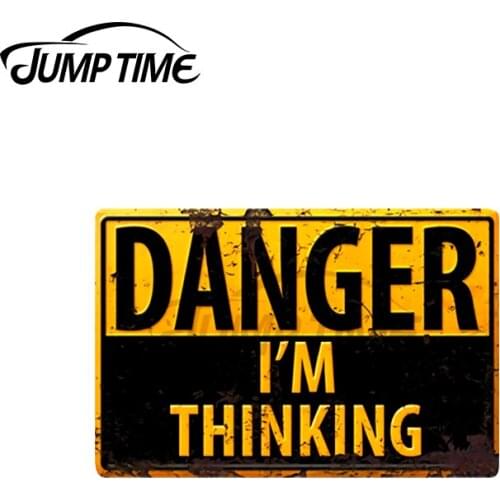 JumpTime 13 x3.6cm For DANGER I'm Thinking Caution Warning Sign Geek Nerd Brainy Car Bumper Window Car Stickers Waterproof Decal