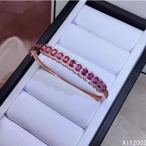 KJJEAXCMY fine jewelry natural garnet 925 sterling silver new women hand bracelet wristband support test popular