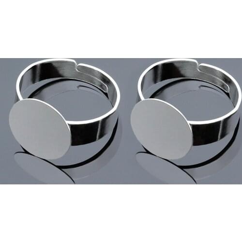 20PCS/lot SilverAdjustable Blank Ring Holder Fit 10/12mm Cabochon Setting Cameo Base Handmate DIY Ring Jewelry Making
