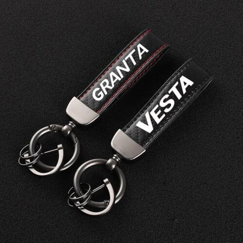 For Lada NIVA Granta Vesta Xray Largus Auto Decor Leather Car KeyChain 360 Degree Rotating Horseshoe Key Rings