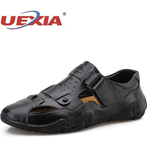 Summer Fashion Mens Beach Sandals Leather Outdoor Breathable Plus Size Casual Mens Shoes Comfortable Roman Driving Handmade