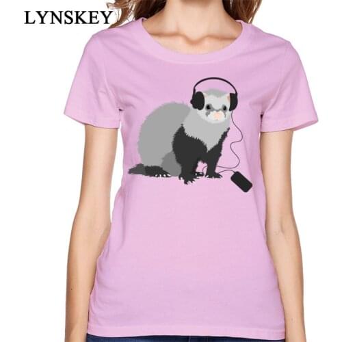 Love DJ Rock Music Ferret T Shirt Women Fashion Clothing Shirt Top Quality Cute Animal T-Shirts Girl Lady Funny Tshirt