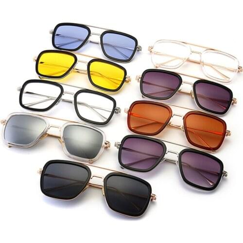 New Fashion Sunglasses Men Wrap Rectangle Metal Frame UV400 Lens Sun Eyeglasses Female Vintage Eyewear Oculos for Women