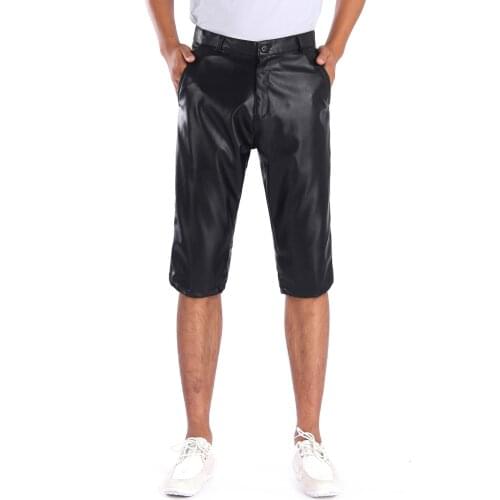 Idopy Casual Leather Short Pants Male Business Office Summer PU Knee Length Waterproof Men Clothing Shorts