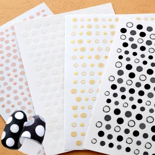 Newest U+SPT238 216 Polka Dot design nail sticker 3D back glue nail wraps DIY decorations for nail art stamping