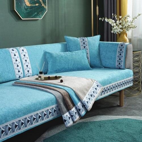 New Chinese Sofa Cover Anti Slip Covers for Sofas Composite Solid Color Combination Sofa Set High Grade Sofa Cushion Cover
