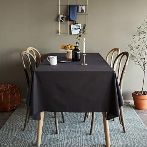 Solid Grey Table Cloth cover Rectangular dining wedding party Linen Tablecloth Round