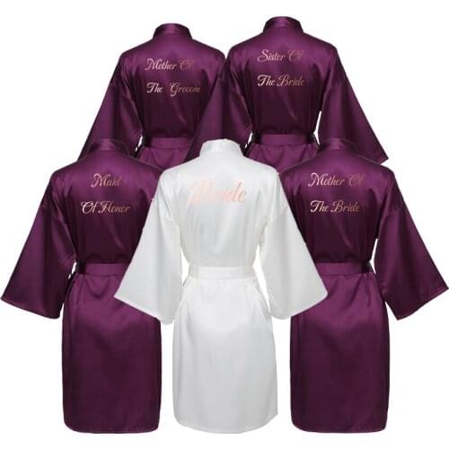 Plain Satin Robes Wedding Robe Bride Bridesmaid Dressing Gown Bridesmaid Silk Robe Slipper Silk Robes for Women