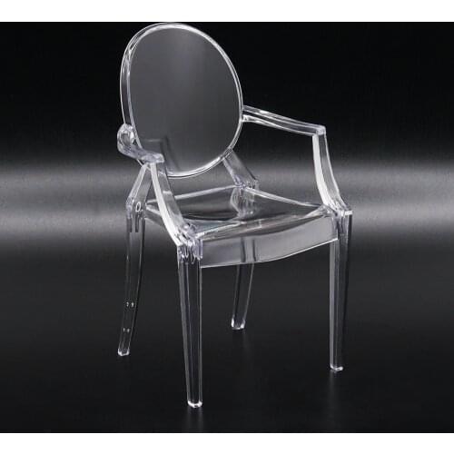 Odoria 1:6 Miniature Transparent Arm Chair for 6" Dolls Size Small Furniture Dollhouse Accessories Doll House Decoration