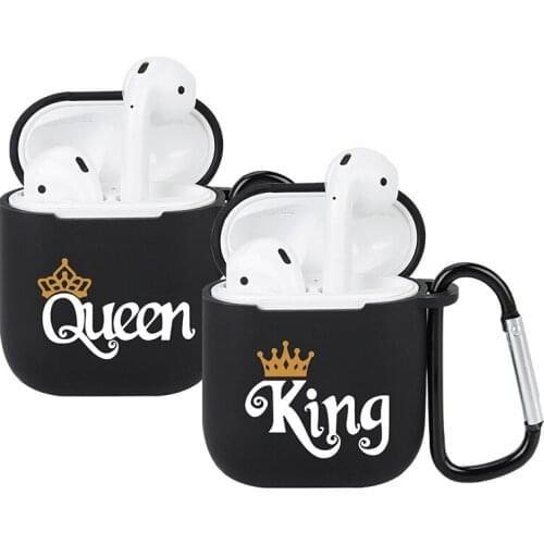 Queen King For Airpods Case Cartoon Protective Cover Transparent Wireless Earphone Cover For AirPods Earphone Cases