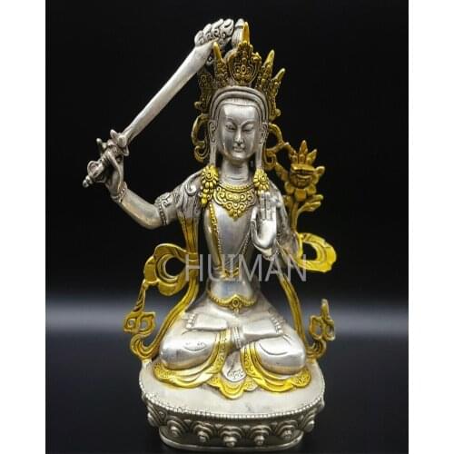 Collect China Fine Workmanship Cupronickel Gilding Sculpture Guanyin Buddha Metal Crafts Home Decoration