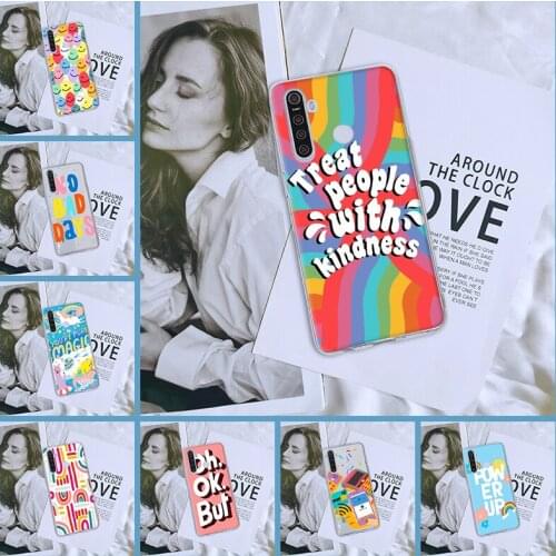 Silicone Transparent Soft Cartoon Smile Quote For Oppo Realme 5 6 X50 X2 Pro Phone Case For Realme C3 X3 Xt C11 6i X Back Cover