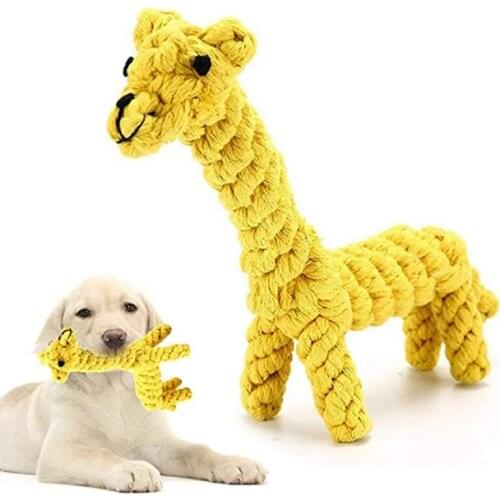 Dog Molar Giraffe Knot Toy Pet Dog Puppy Chew Knot Toys Pet Supplies Clean Teeth Durable Braided Bone Rope Pet Molar Yellow